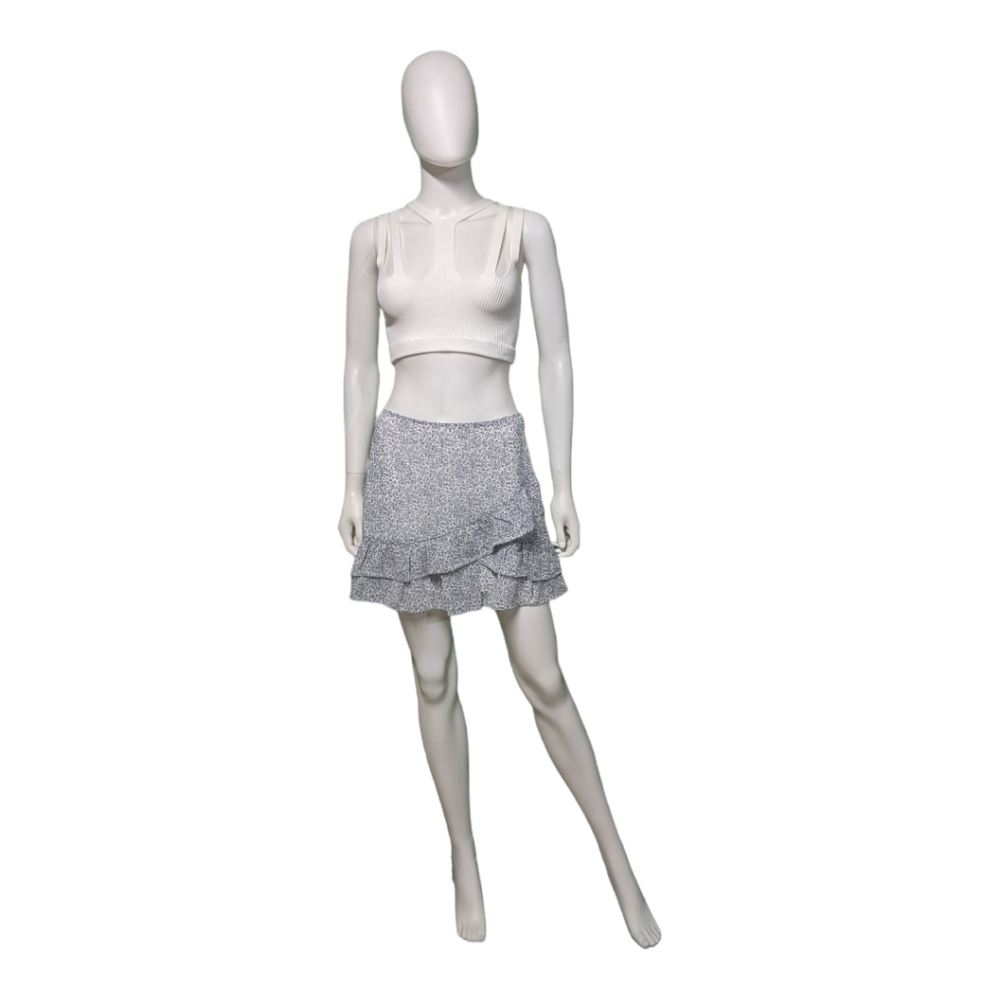 Le Lis Collection Floral Skirt White/Light Blue M